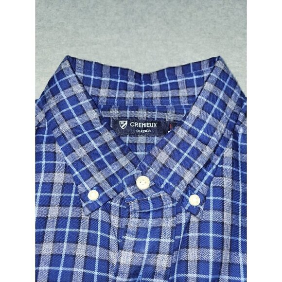 Cremieux Classics Mens Button Down Large Casual Long Sleeve Shirt Blue and Gray - Picture 2 of 11